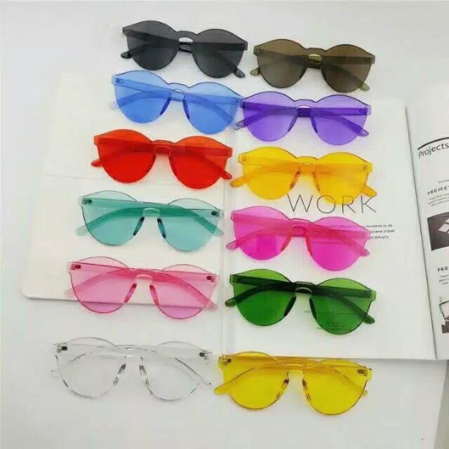 Kacamata Simple Transparan Fashion Pria Wanita Port Frameless Korea Sungless Import Murah