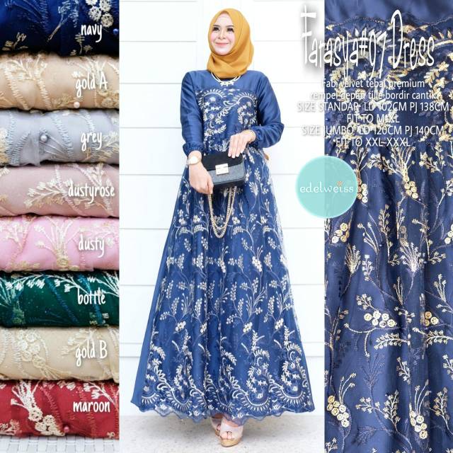 Gamis Muslimah Farasya Dress #97 Gamis Tile Brukat Jumbo xxxl Ld 130cm Warna Rose Gold Brown Gamis Brukat Jumbo Gamis Lebaran Terbaru Dress Muslimah Gaun Pesta Gamis Seragam Pernikahan Outfit Bridesmaid Gamis Broklat Jumbo Wanita Outfit Kondangan Terbaru