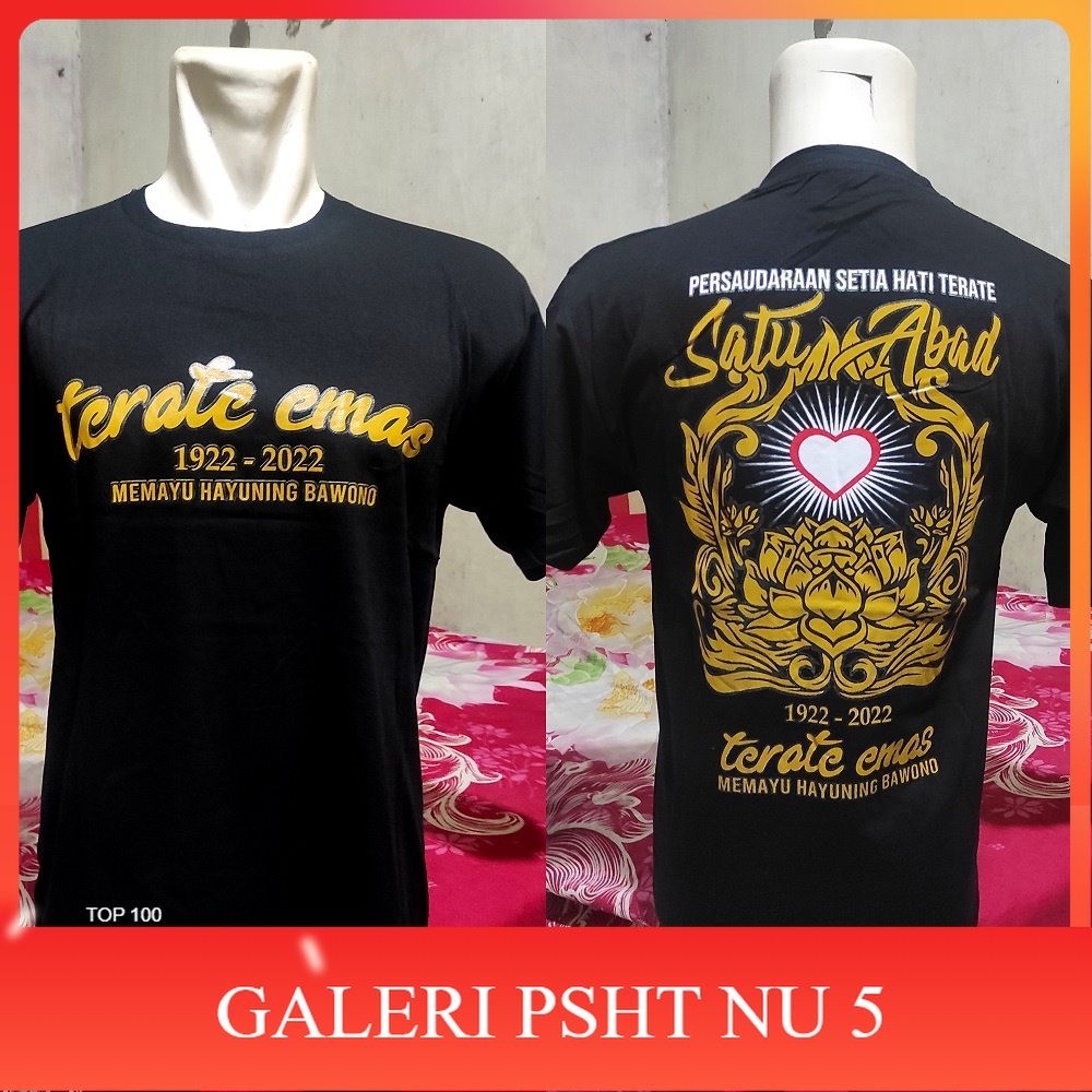 Atribut PSHT- Kaos PSHT 1 Satu Abad Terate Emas Terbaru