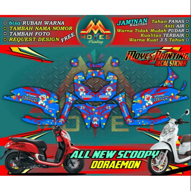 Decal motor stiker motor decal all new scoopy stiker motor honda all new scoopy motip doraemon