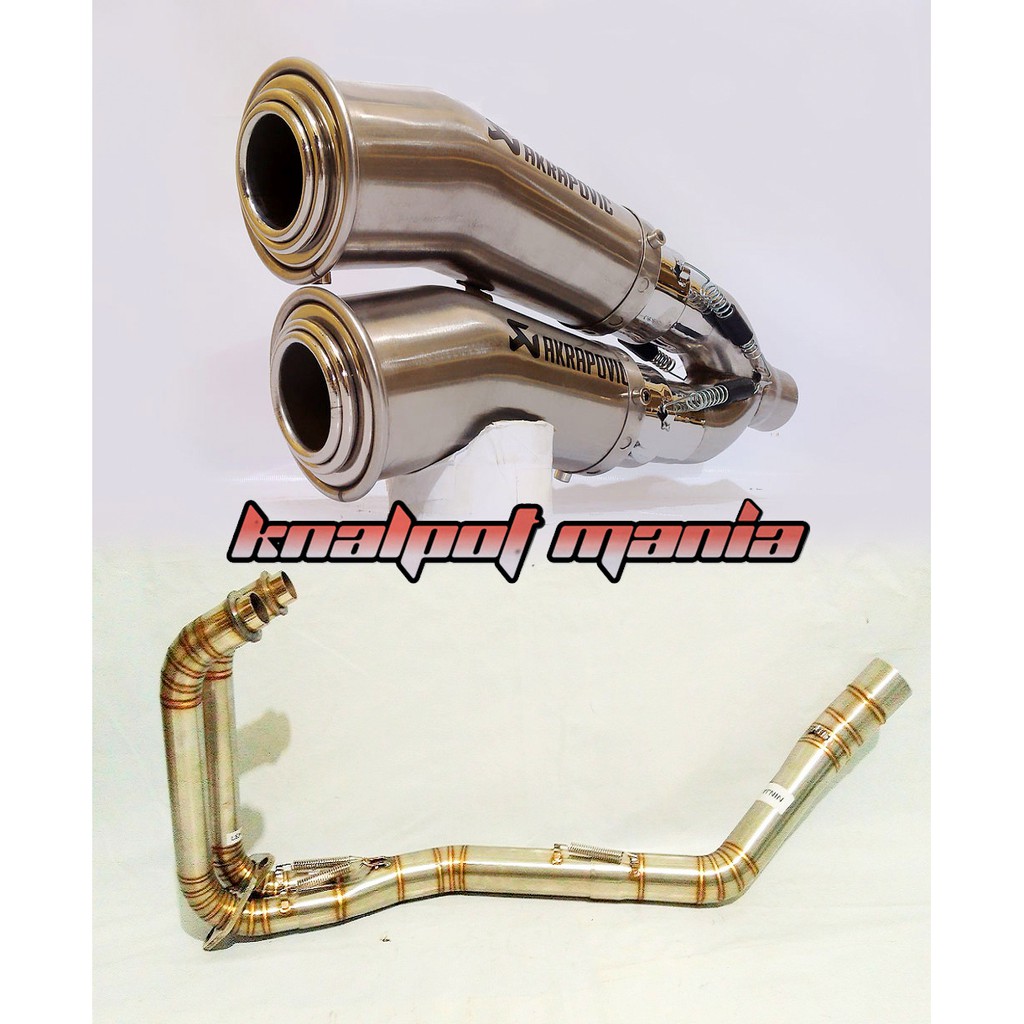 knalpot akrapovic double full system ninja 250,z250,r25,mt25,cbr 250,z250sl,ninja mono,rr mono