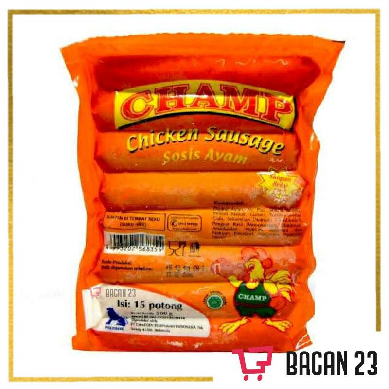 Sosis Ayam Champ Isi (15pcs x 500gr) / Sosis Ayam Champ / Bacan 23 - Bacan23