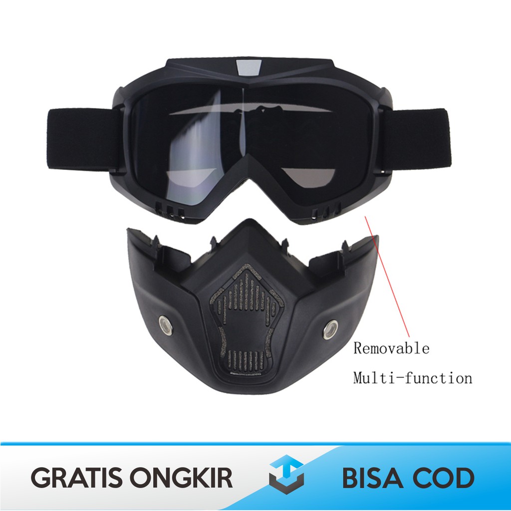 KACAMATA HELM MOTOR BOGO PRIA RETRO GOGGLES ORIGINAL TAFFSPORT ANTI DEBU DAN ANGIN ANTI SILAU UV