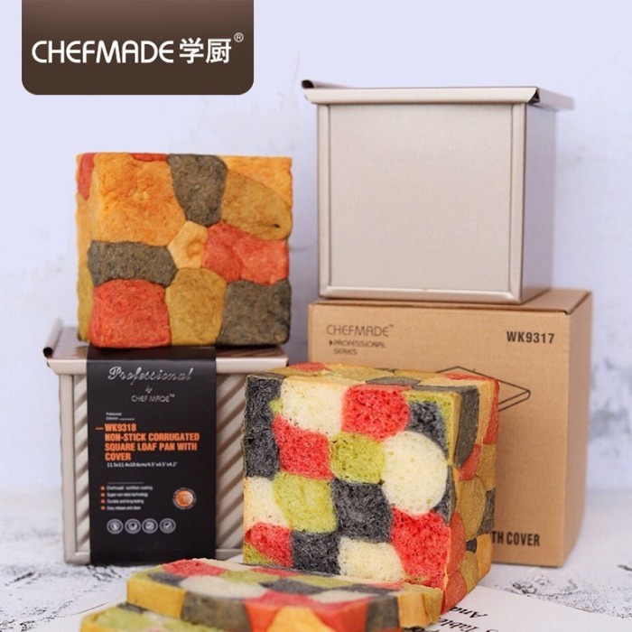 Chefmade WK9317 square loaf pan with cover / loyang roti tawar kotak