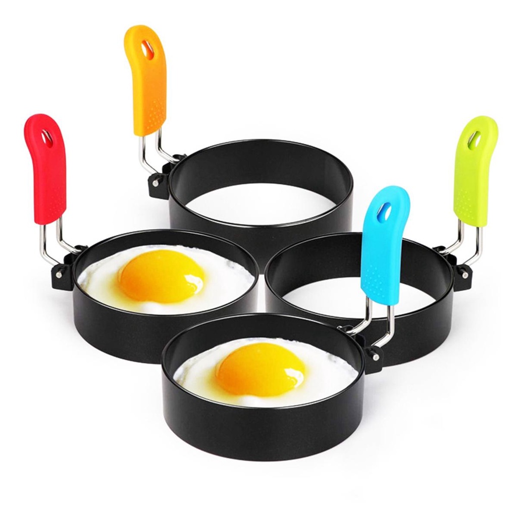 NICKOLAS1 Egg Ring Sandwich Baking Stainless Steel Silikon Gagang Bulat Anti Lengket Pancake Shaper