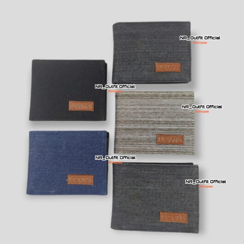 3in1 Dompet Pendek Pria Canvas Lipat Cowok 3Ruang Uang Kertas Banyak Slop Kartu