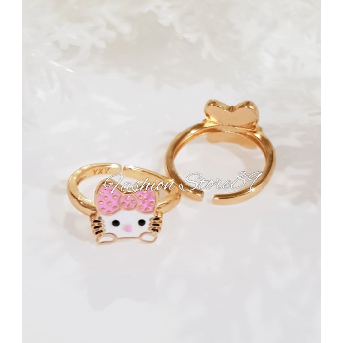 Cincin Anak Free Size Kitten Cincin lapis emas Yaxiya Replica Emas Impor Cincin Anak Karakter