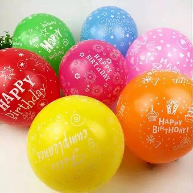 Balon Latex HAPPY BIRTHDAY 12 inch satuan