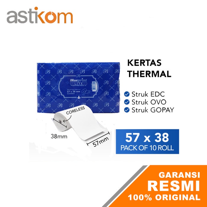 Kertas kasir Thermal lite Blueprint 57x38mm 1 Pack Isi 10 Roll