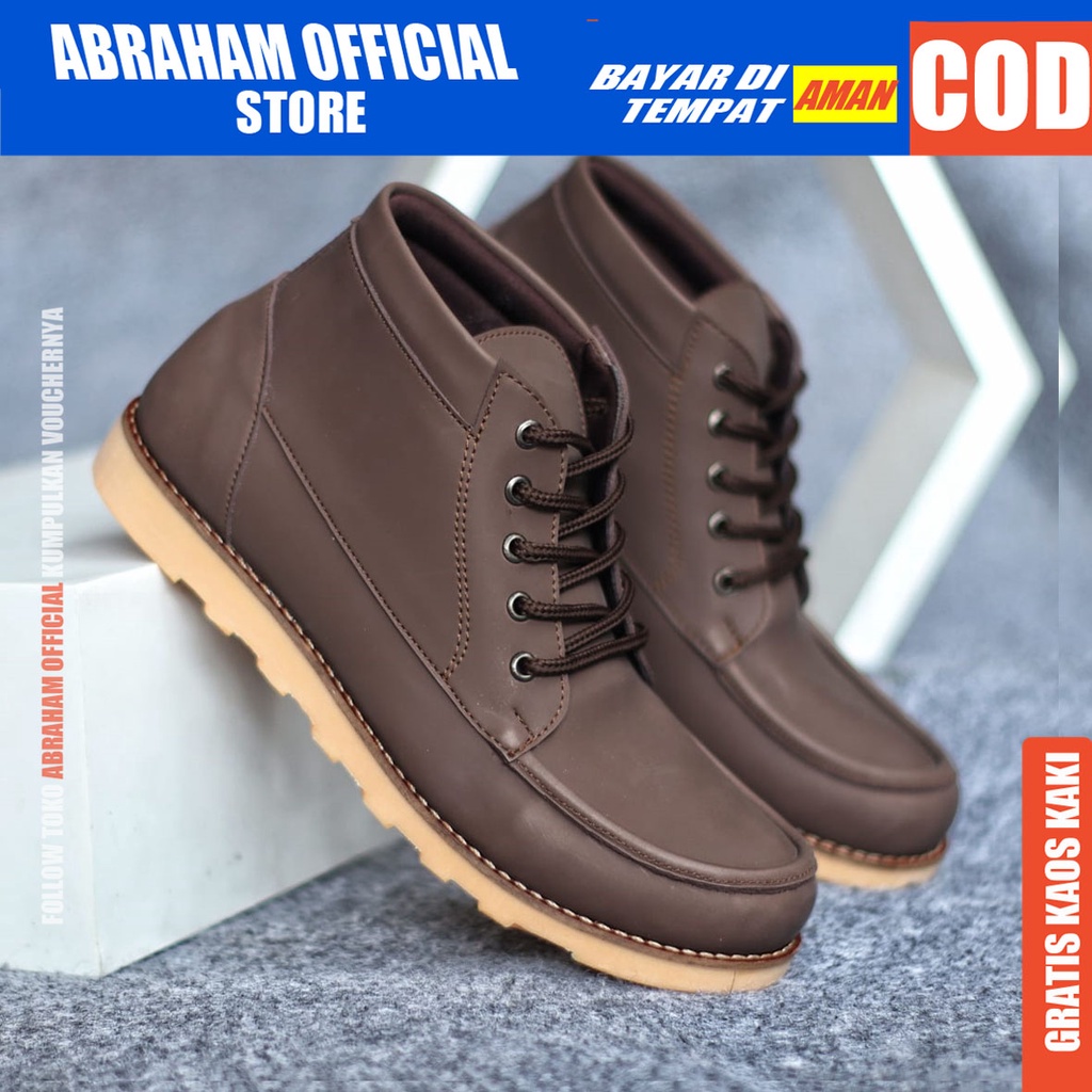 ABRHM x HARLY Sepatu Boots Casual Pria Kulit Sintetis Kasual Boot Kerja Cowok Original