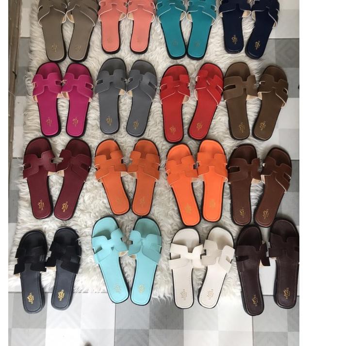 Termurah (zay-764) Sandal H motif polos branded with box