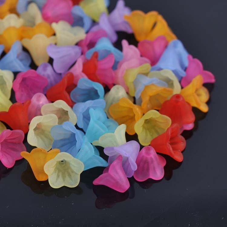 20/100pcs Mixed Trumpet Flower Frosted Acrylic Plastic Beads Caps for DIY Bracelet Necklace Making Jewelry Findings Wholesale