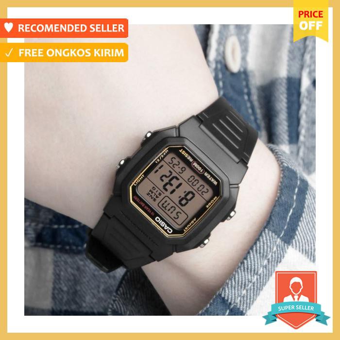 Casio Original W 800H / W 800H 1A / W 800Hg 9A Pria Digital Karet Hitam