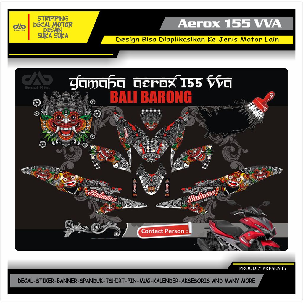 Decal Motor Sticker Motor Aerox 155 Full Body BALI BARONG