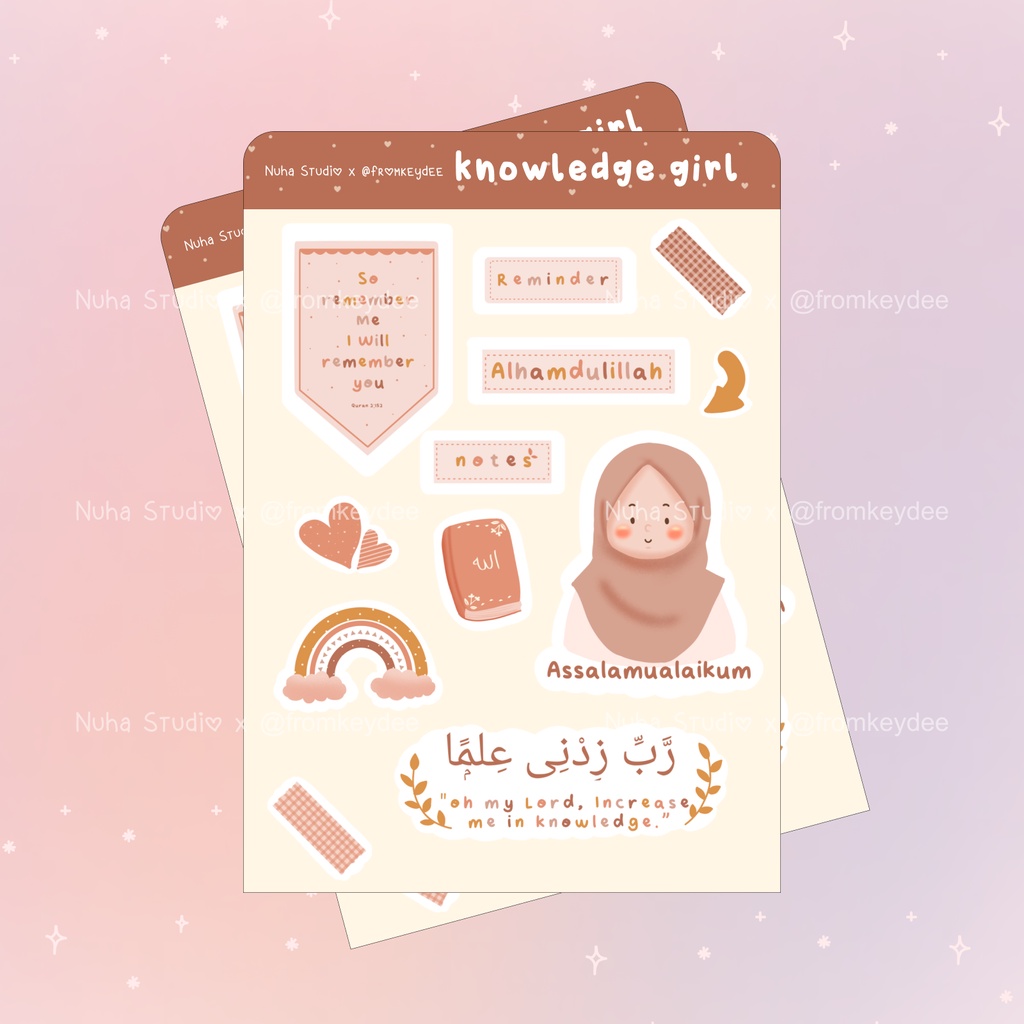 

Sticker by Fromkeydee | Knowledge Girl Muslimah Islami Dua Ilma | Aesthetic Sticker Estetik Stiker HP Laptop Botol Cute Waterproof Scrapbook Diary Journal Bujo Anti Air