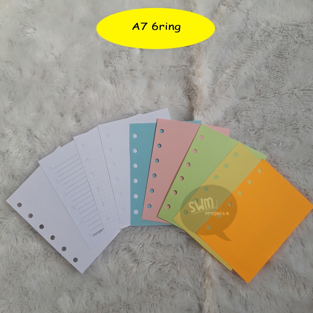 

A7 6ring - isi binder refill loose leaf kertas file filler color warna polos bergaris kotak titik