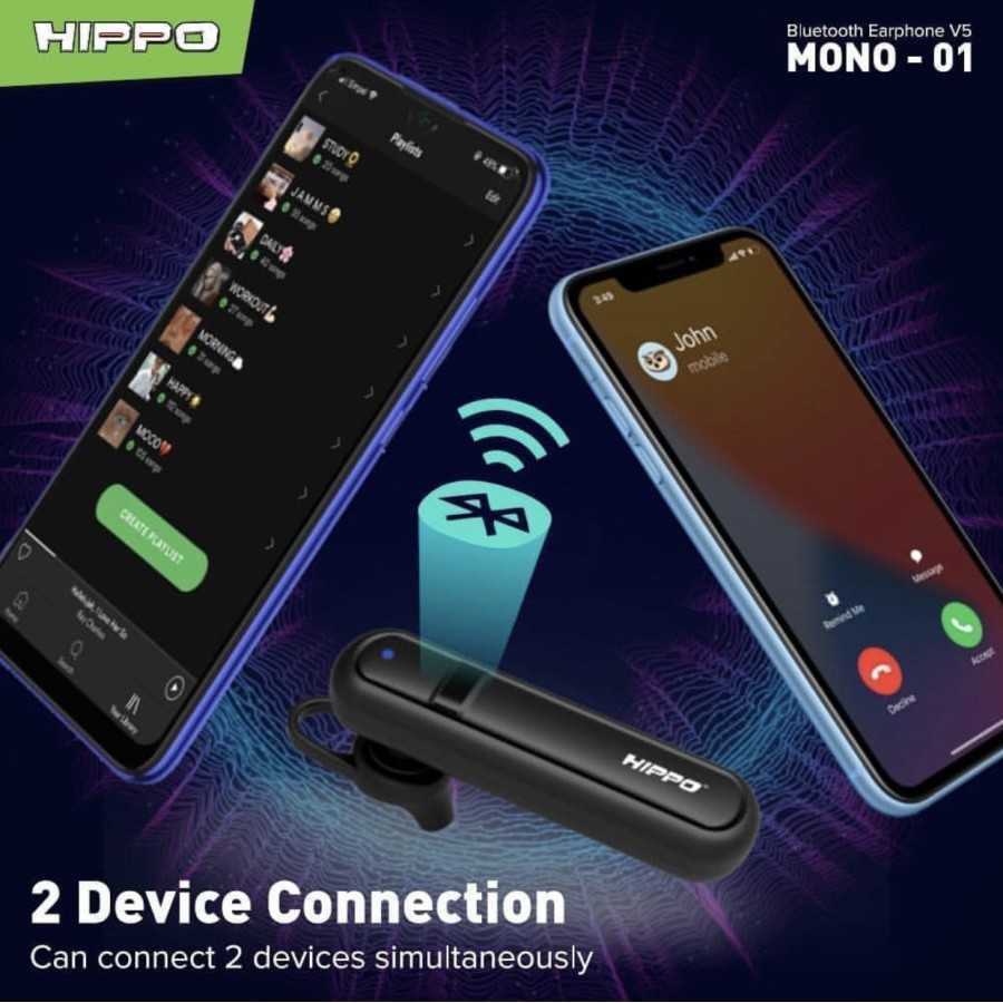 Hippo Headset Bluetooth Mono 01 V5 Earphone Wireless