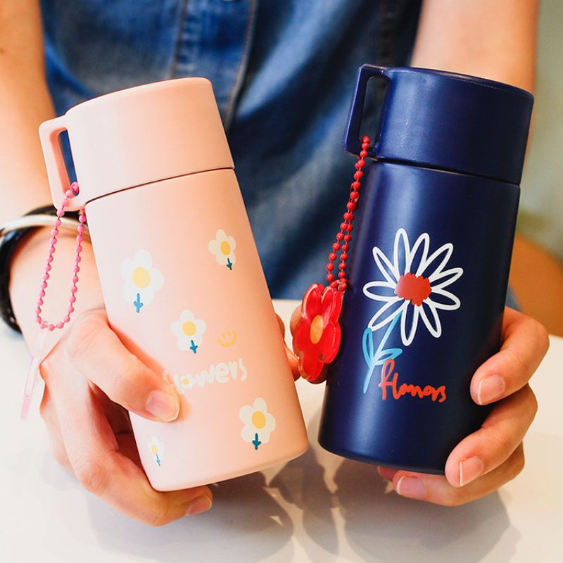 termos mini imut seri bunga 150 ml exclusive, unik, cantik, bisa air panas & dingin