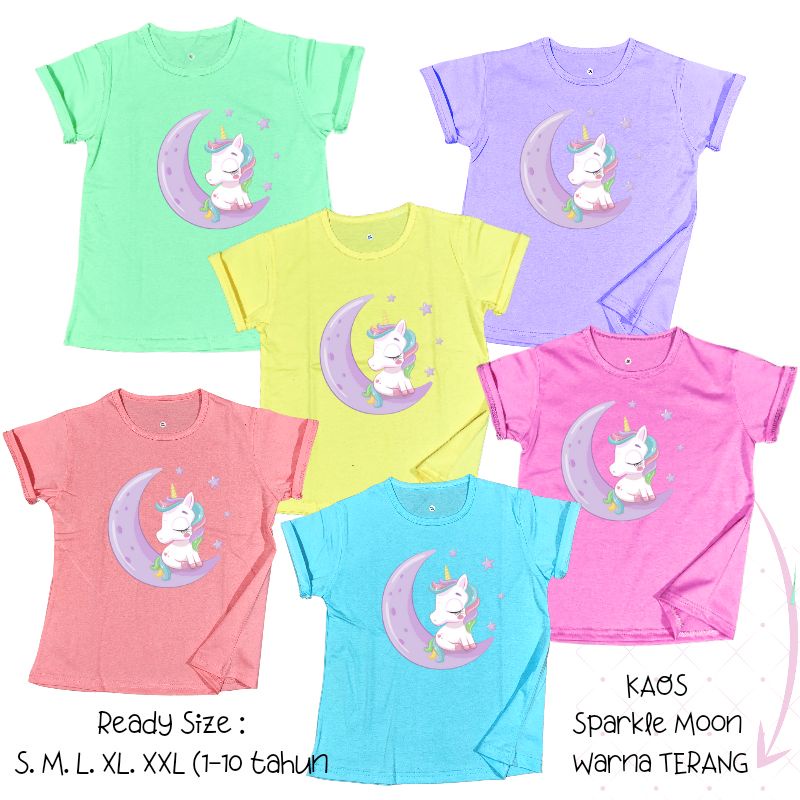 Baju Kaos Anak Cewek 3-12 tahun sampai Dewasa Jumbo SPARKLE MOON