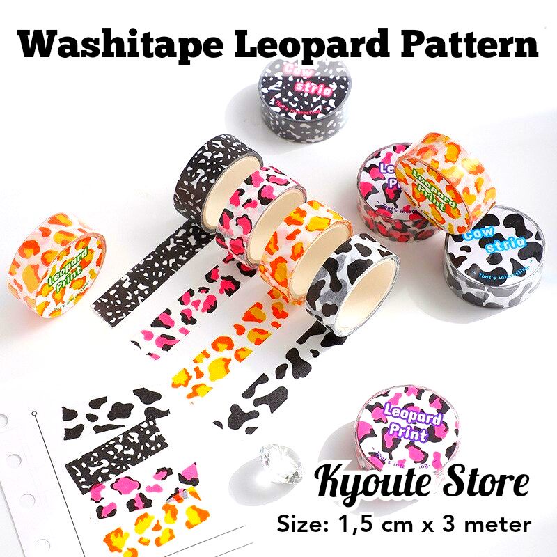 

Washi Tape / Masking Tape Cute Leopard and Cow Pattern Selotip Dekorasi Scrapbook DIY Bujo Journal Planner Surat Letter Seal