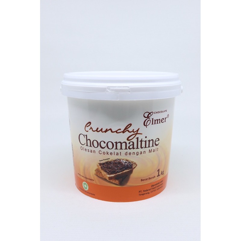 Elmer Spread Chocomaltine Crunchy 1 Kg selai coklat susu dengan kriuk crunchy untuk roti bolu