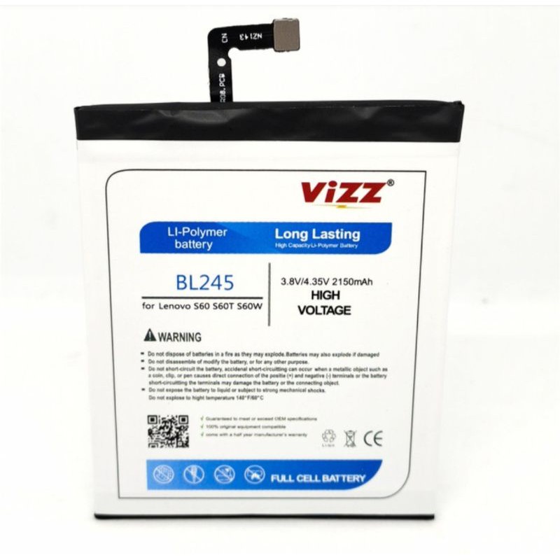 Baterai Batre Vizz Lenovo S60 / S60T / BL245 Original Vizz