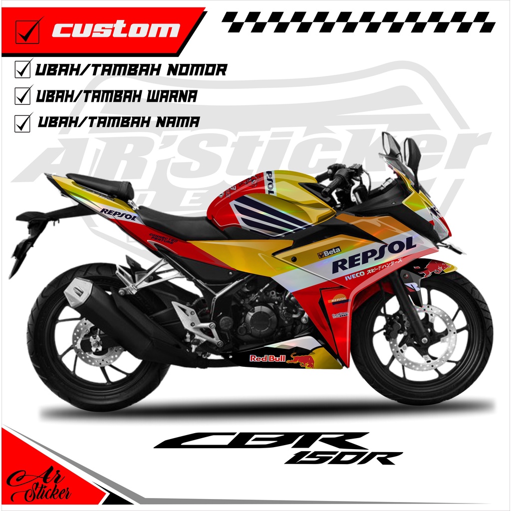 Decal Stiker CBR 150 R Facelift Hologram Pelangi, Chrome – Dekal Stiker Fullbody Variasi CBR 150 R D