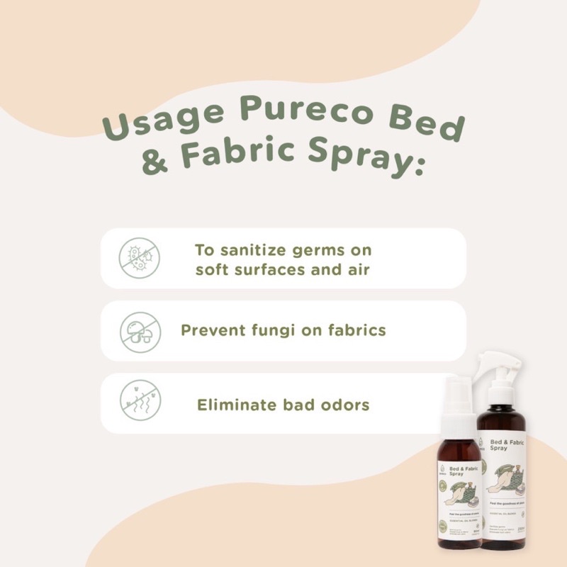 Pureco Bed &amp; Fabric Spray 60 ml &amp; 250 ml Spray Anti tungau Kasur