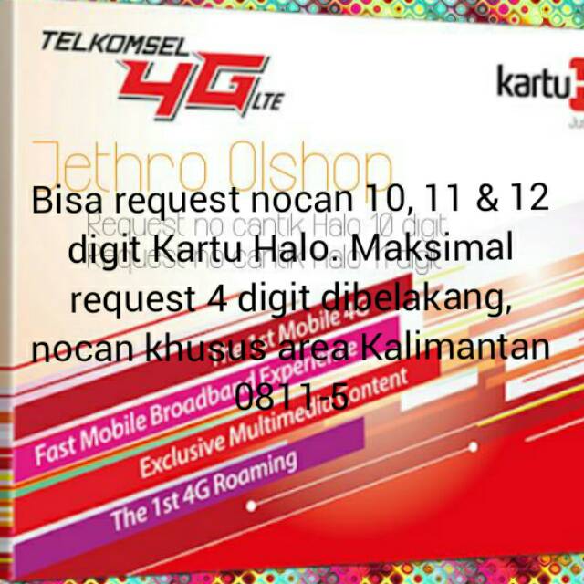 Bisa Request No Cantik Kartu Halo 10, 11 & 12 digit