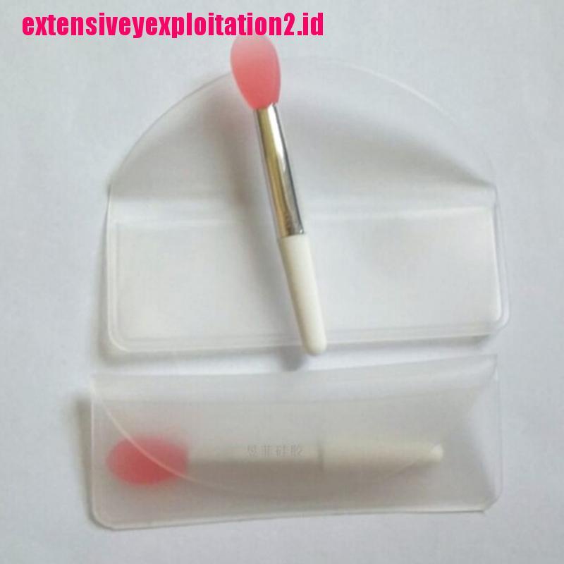 &lt; E2id &amp; &gt; Brush Silikon Mini Kepala Ganda Warna Pink Untuk Masker Bibir