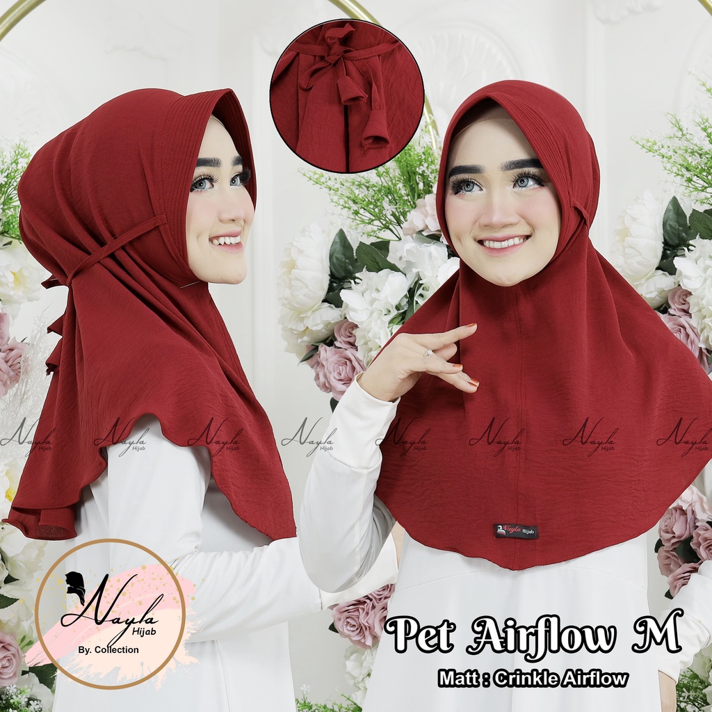 BERGO MARYAM PET AIRFLOW TALI SIZE M HIJAB INSTAN TALI CRINKLE AIRFLOW NAYLA HIJA'B