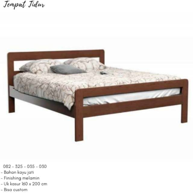 Tempat Tidur Murah Simpel Kayu Jepara, Kasur Anak Murah Ukuran 160, Dipan Single Kayu Jati Klasik
