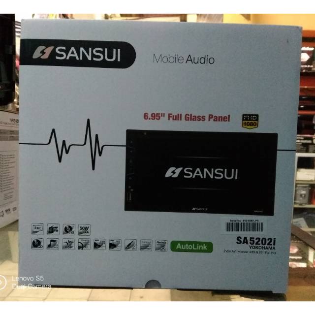 Doubledin dvd tv Sansui full glass autolink headunit audio mobil