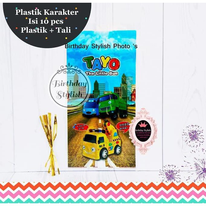 

Plastik Snack/ Bingkisan Ulang Tahun Tayo The Little Bus Sedang Isi 10
