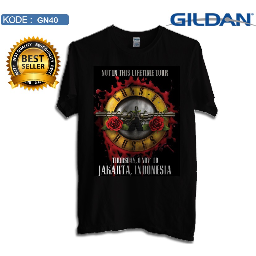 Kaos guns n roses konser jakarta 2018 original gildan softstyle gn40