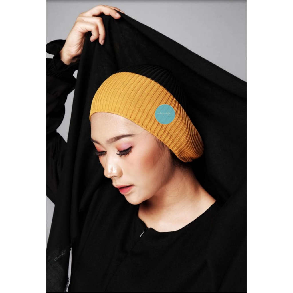 bandana ciput rajut two tone 2 warna murah (ciput keysa)