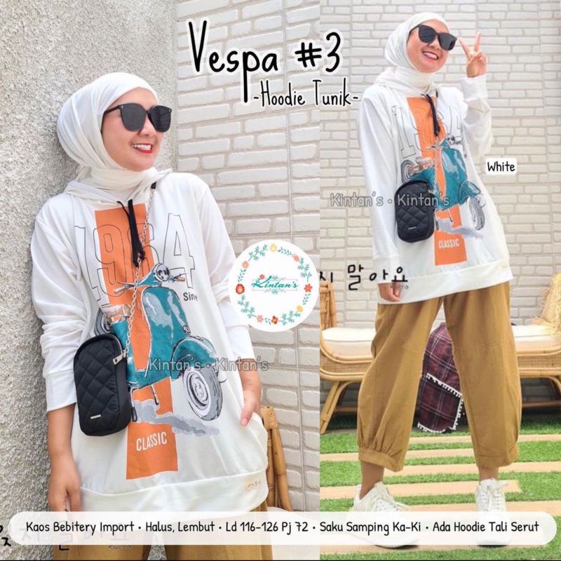 VESPA #3 HOODIE TUNIK BY KINTANS (TUNIK BABYTERY) Tunik wanita adem halus rekomended