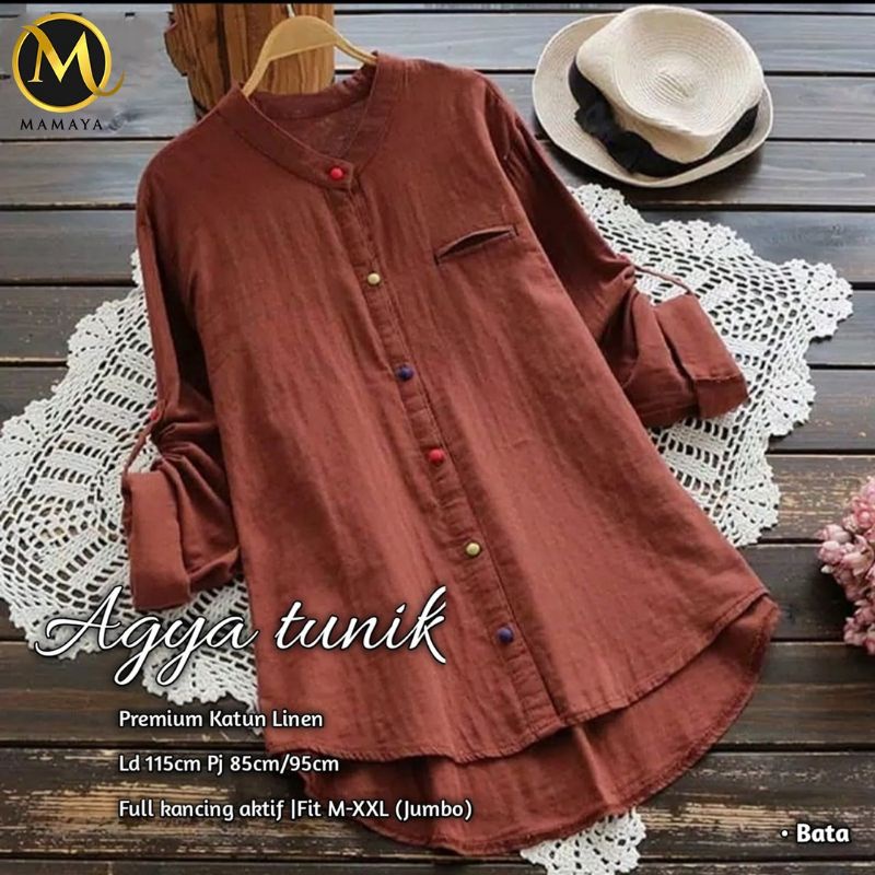 Agya Tunik Tunik Wanita Atasan Wanita Tunik Linen