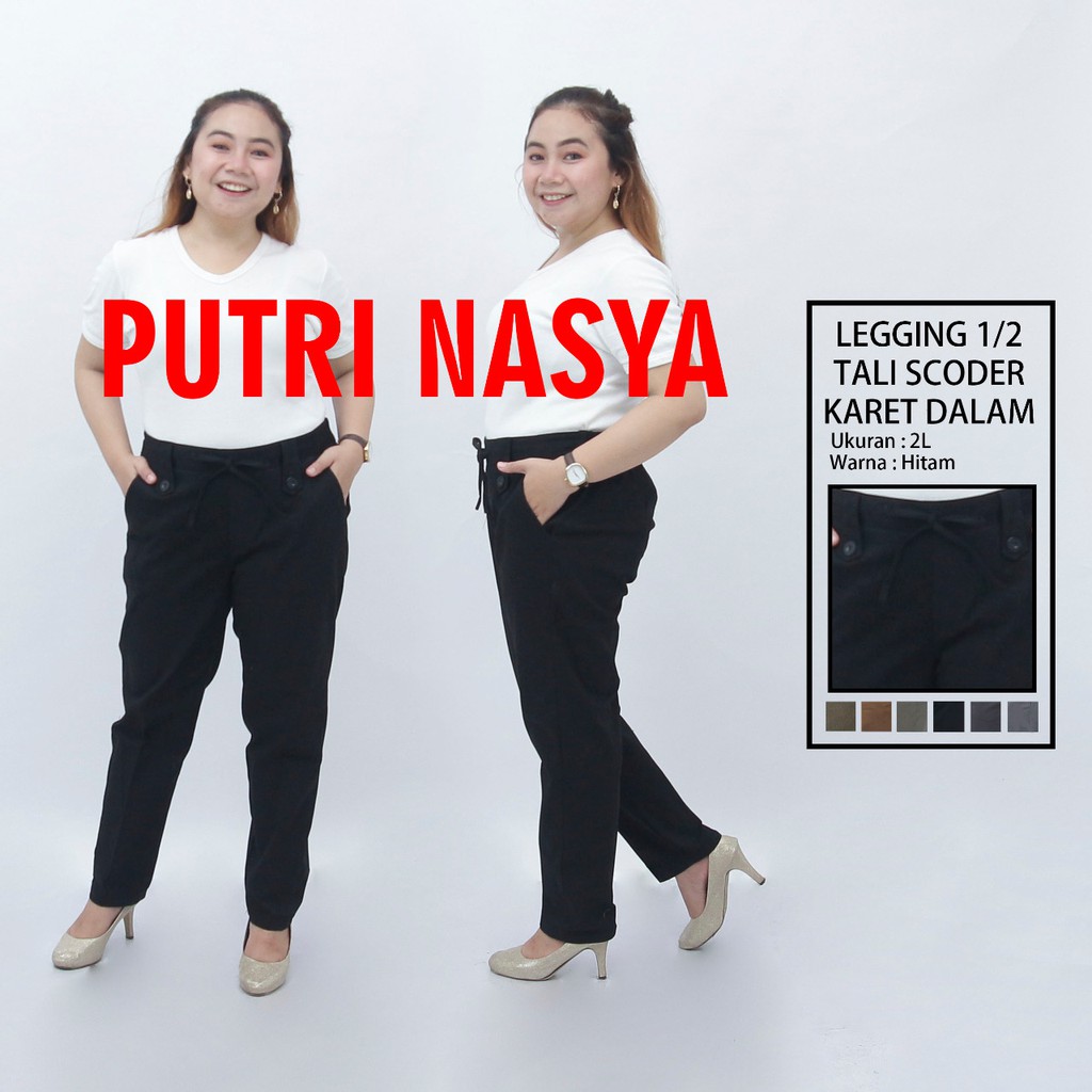 Celana jumbo legging 1/2 tali scoder karet / celana big size / celana formal / celana wanita jumbo