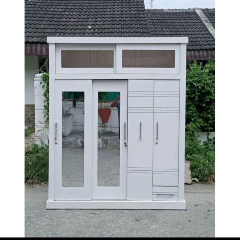 Lemari 4 Pintu Sliding /Lemari Pakaian Hijab Model Tiktok