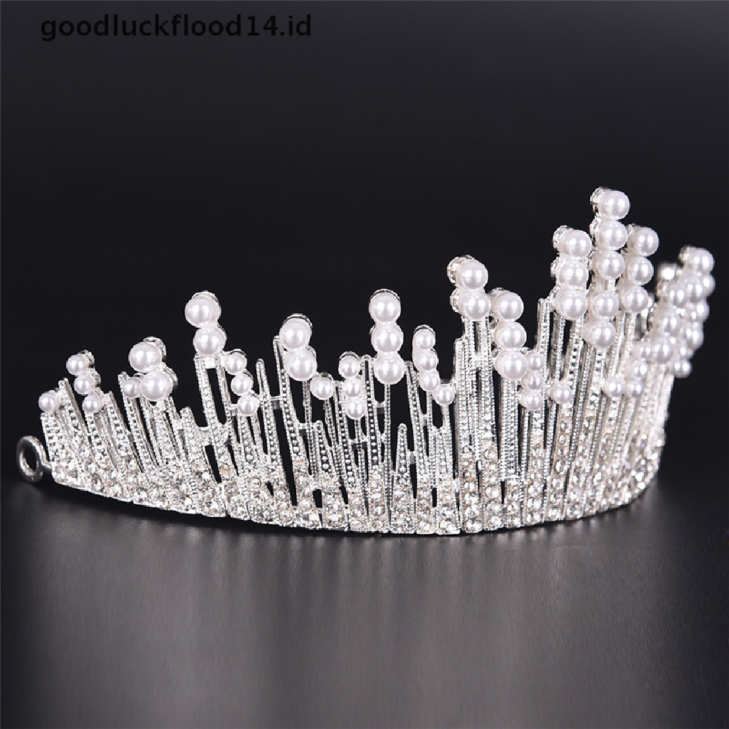 [OOID] Pearl Crystal Tiara Rhinestone Hair Accessories Crown Wedding Bridal Headband ID