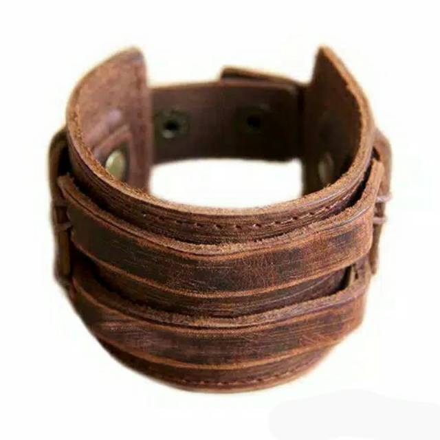 GELANG BRACELET FASHION PUNK STYLE LEATHER KULIT AKSESORIS PRIA DAN WANITA