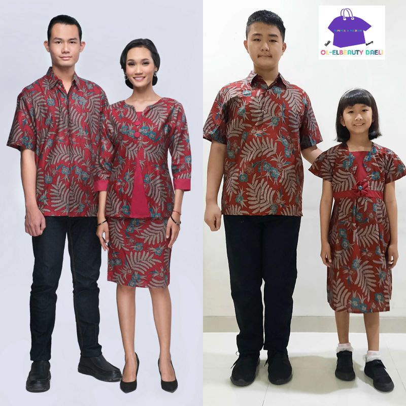 COUPLE BATIK FAMILY KELUARGA ROK AND BLUS ARINI MERAH|COD