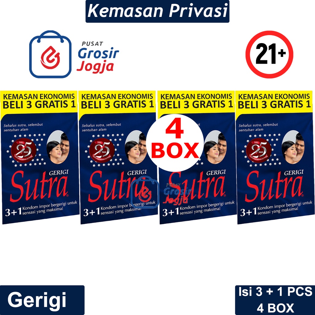 4 Box Kondom Sutra Gerigi isi 3+1 - Kondom Berduri - Kondom Bergigi - Max Dotted