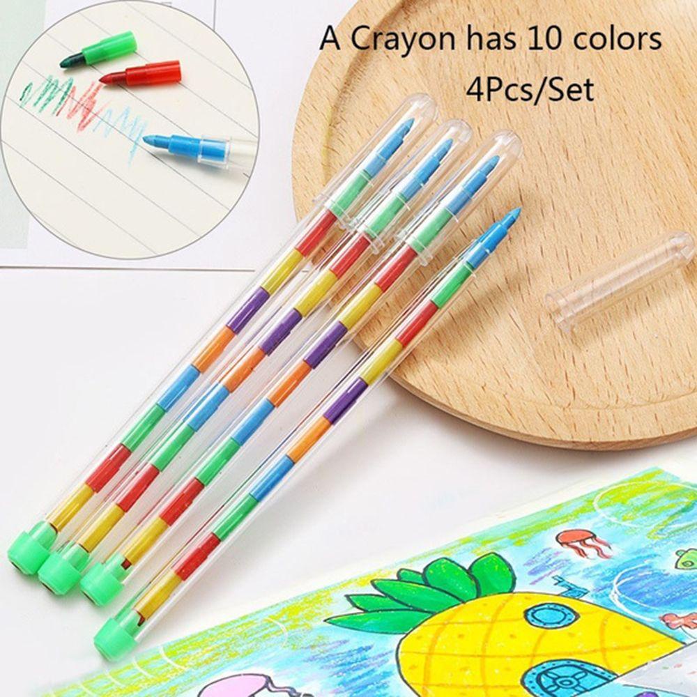 【 ELEGANT 】 Crayon Lucu Perlengkapan Kantor Sekolah Gambar Siswa Pen Stacker Minyak Pastel Tergantikan Pensil Anak