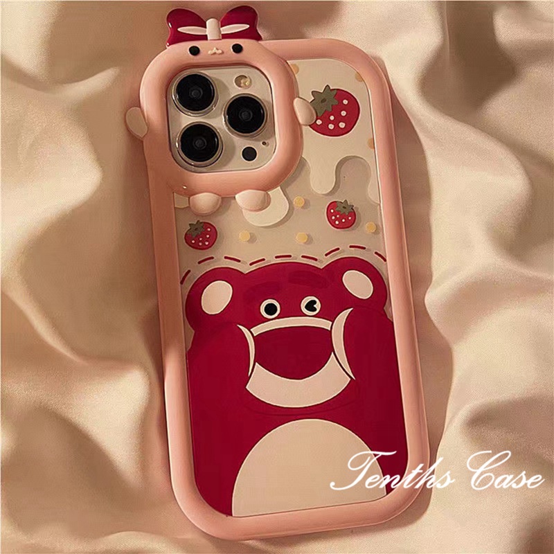Oppo A78 A17 A17k A57 A77s A76 A96 A16 A16s A15 A15s A74 A54 A95 A94 A92 A52 A72 A5s A12 A3s A12e A53 A5 A9 2020 Reno 7Z6Z 5Z 6 5Strawberry Bear Casing Pelindung Lembut