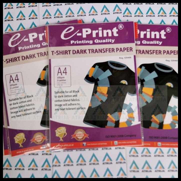 

TERLARIS T-SHIRT DARK TRANSFER PAPER EPRINT- KERTAS PRINT SABLON HITAM GELAP A4 TERLARIS