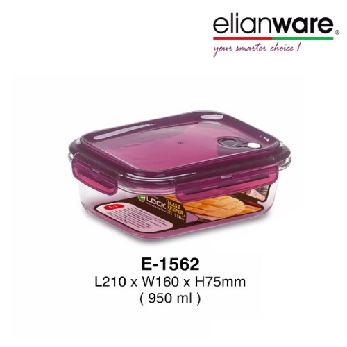 Elianware Rectangular Airtight Glasslock Keeper Multipurpose Food Storage Lunch Box 950 ml