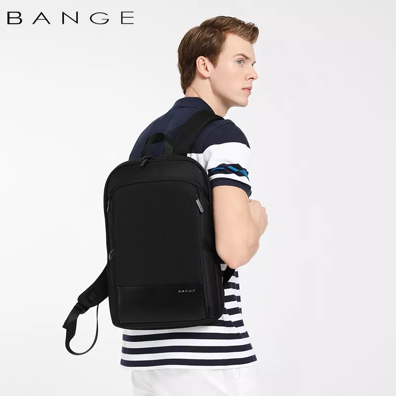 BG77115 Tas Bange Backpack Pria Ransel Laptop15.6 inch Slim Expandable - Hitam slim