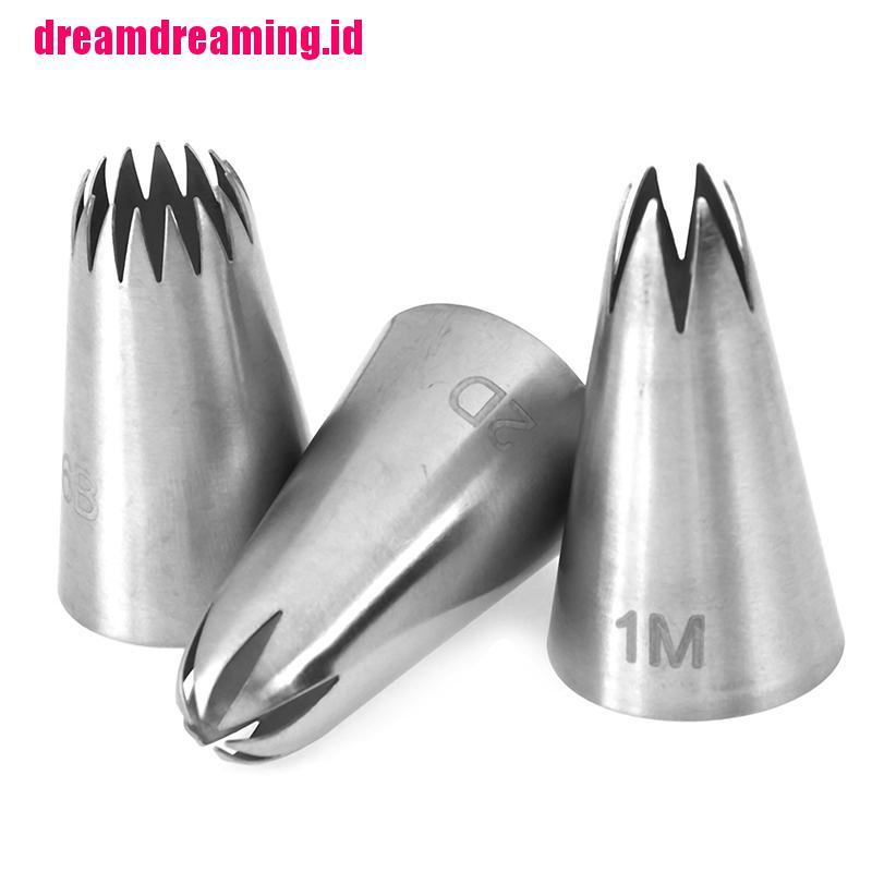 Set 5pcs Ujung Mulut Pipa Icing Bahan Stainless Steel Untuk Membuat Cupcake